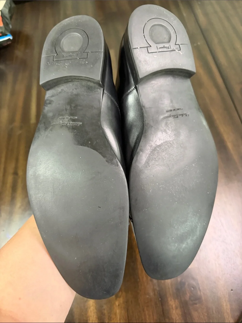Salvatore Ferragamo Black Leather Cap-Toe Derby Oxfords